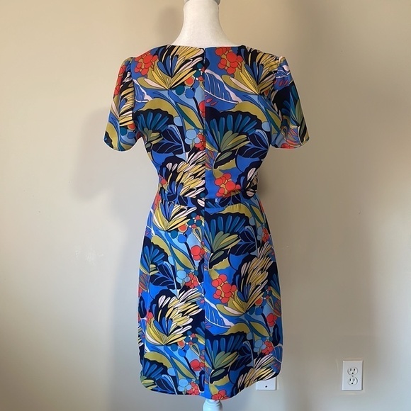 J Crew Mercantile Colorful Tropical Floral Print Faux Wrap Dress Size 4 - Picture 5 of 10